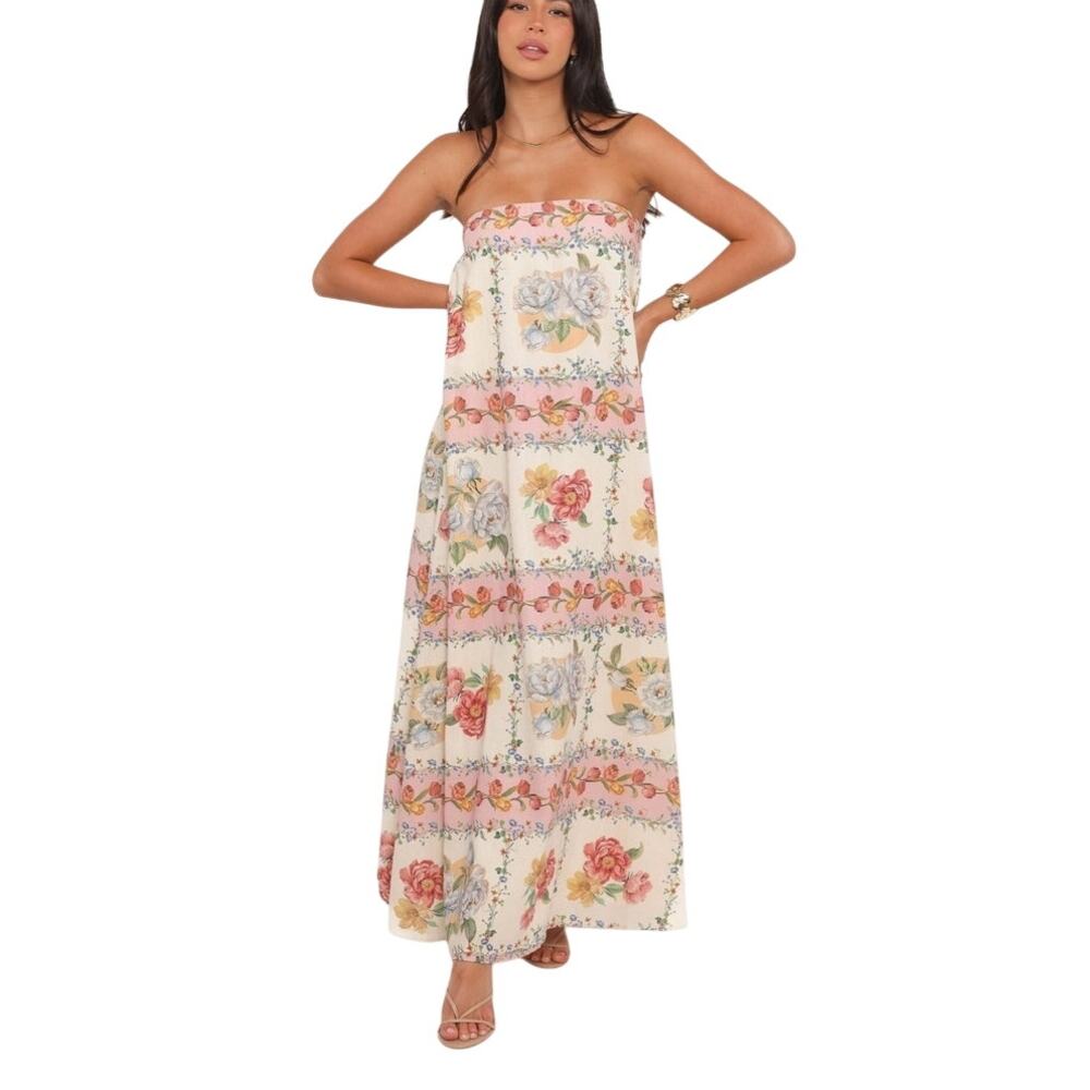 NWT Petal and pup Amore strapless floral maxi dress rose tile medium